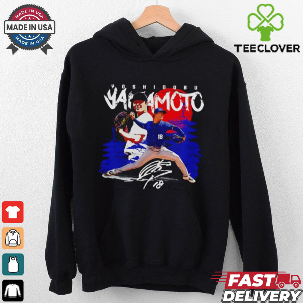 Yoshinobu Yamamoto 18 Los Angeles Dodgers rising sun signature shirt Yoshinobu Yamamoto 18 Los Angeles Dodgers rising sun signature shirt