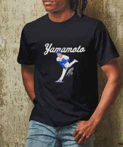 Yoshinobu Yamamoto Los Angeles Dodgers ace pose signature shirt 2 Yoshinobu Yamamoto Los Angeles Dodgers ace pose signature shirt