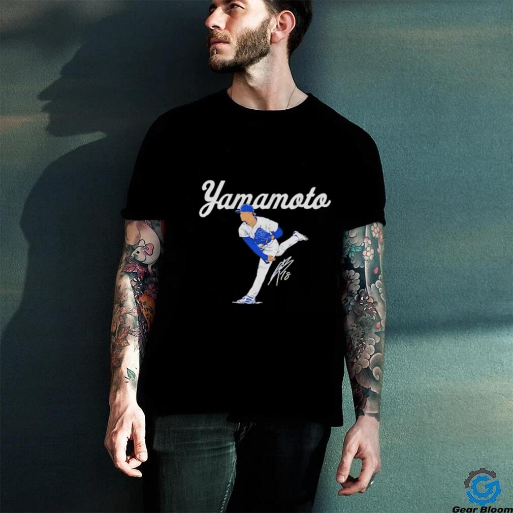 Yoshinobu Yamamoto Los Angeles Dodgers ace pose signature shirt Yoshinobu Yamamoto Los Angeles Dodgers ace pose signature shirt