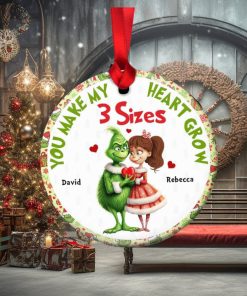 You Make My Heart Grow, Couple Gift, Personalized Ceramic Ornament, Green Couple