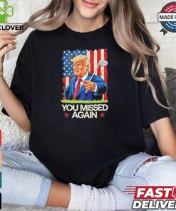 You Missed Again Trump 2024 USA Flag Golf Cartoon shirt 1 You Missed Again Trump 2024 USA Flag Golf Cartoon shirt