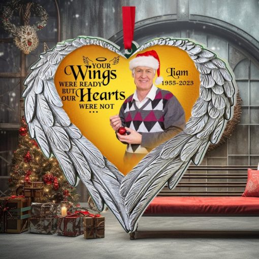 Your Wings Were Ready But Our Hearts Were Not, Custom Photo Memorial Ornament, Christmas Gifts