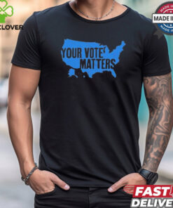 Your vote matters blue map T shirt