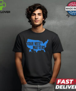 Your vote matters blue map T shirt 1 Your vote matters blue map T shirt