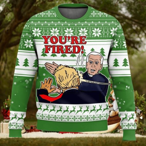 You’re Fired! Joe Biden slaps Donald Trump Ugly Sweater Green Christmas Gift For Men And Women Holidays