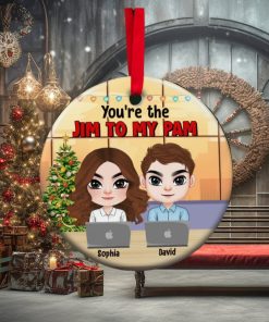 You’re The Jim To My Pam, Personalized Office Couple Ornament