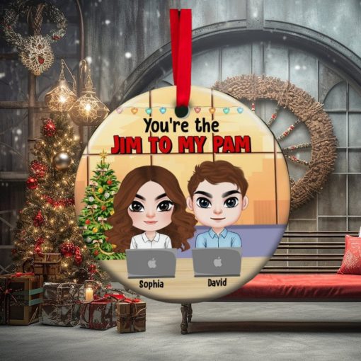 You’re The Jim To My Pam, Personalized Office Couple Ornament