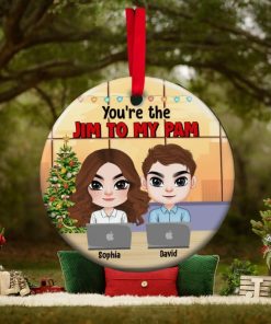 You’re The Jim To My Pam, Personalized Office Couple Ornament