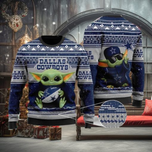 Youth Baby Yoda Dallas Cowboys NFL Christmas Ugly Sweater