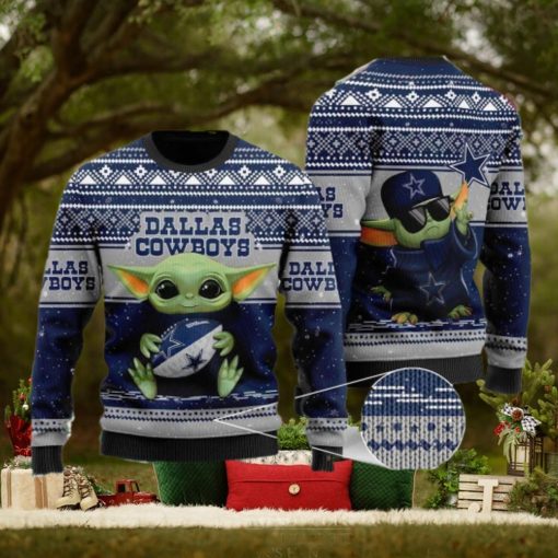 Youth Baby Yoda Dallas Cowboys NFL Christmas Ugly Sweater