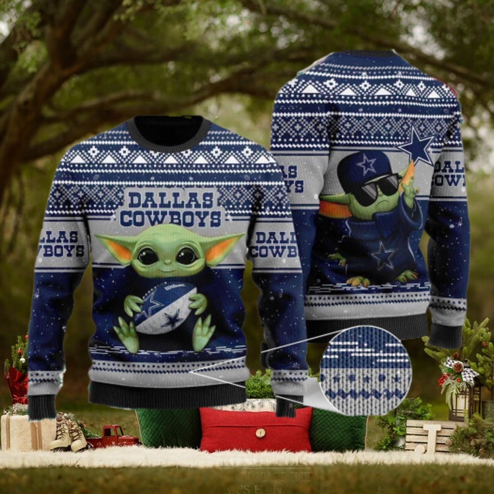 Youth Baby Yoda Dallas Cowboys NFL Christmas Ugly Sweater Youth Baby Yoda Dallas Cowboys NFL Christmas Ugly Sweater