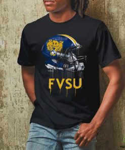 Youth Black Fort Valley State Wildcats Team Logo Dripping Helmet T Shirt