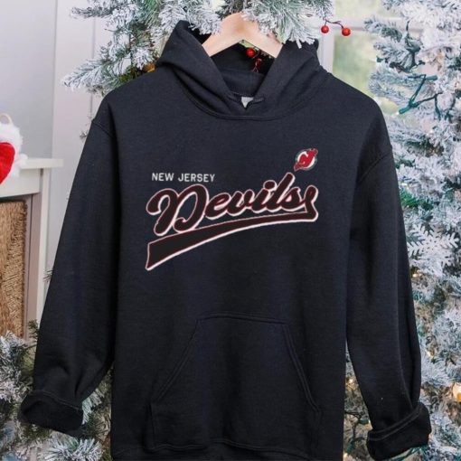 Youth New Jersey Devils Levelwear Black Podium Retro Script Fleece Shirt