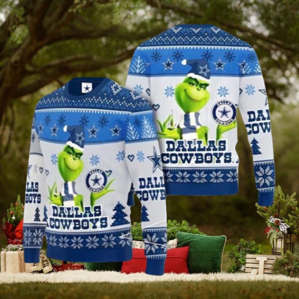 Grinch Dallas Cowboys Ugly Christmas Sweater Xmas 3D Printed Christmas Sweater Gift