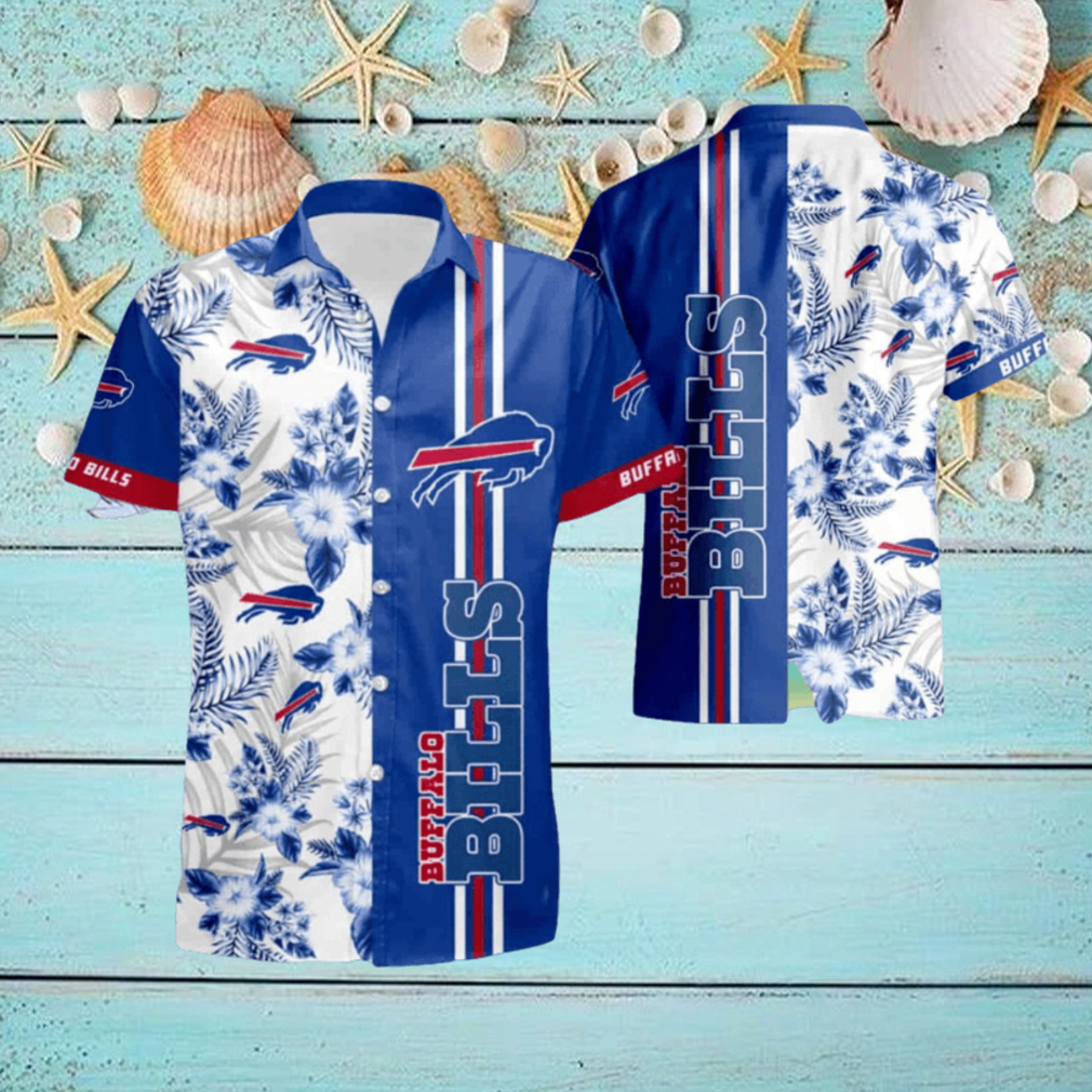 Buffalo Bills Floral With And Blue Summer Hawaiian Shirt Buffalo Bills Floral With And Blue Summer Hawaiian Shirt
