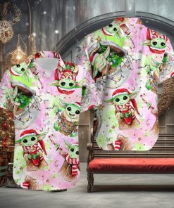 Yuletide Groove Baby Yoda Christmas Tropical Print Hawaiian Shirt Extravaganza