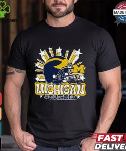 Image One Men's Michigan Wolverines Grey Helmet Star T Shirt