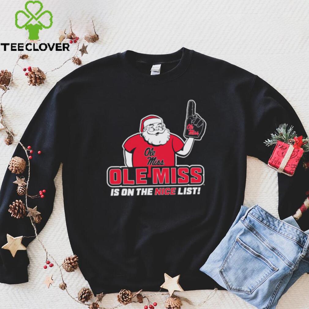 Santa Claus Ole Miss Rebels Is On The Nice List Christmas Shirt