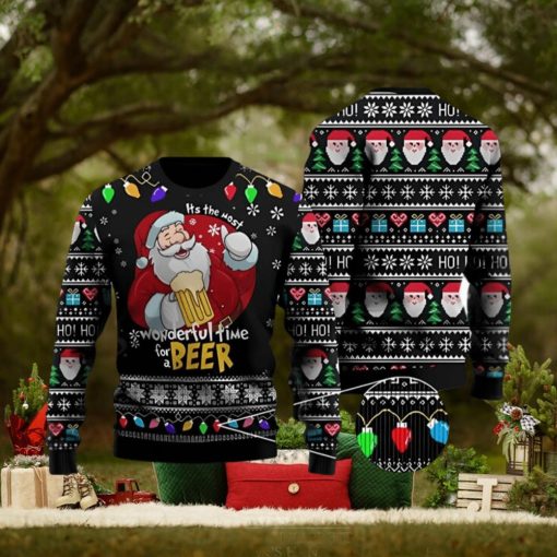 It Is The Most Wonderful Time For A Beer Ugly Christmas Sweater 3D Printed Men And Women Holiday Gift