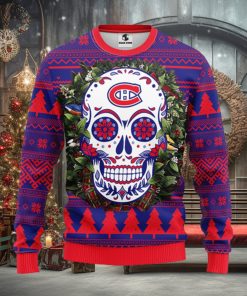 Montreal Canadians Skull Flower Ugly Christmas Ugly Sweater