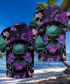 Buy Hawaiian Shirts Skull Purple Rose