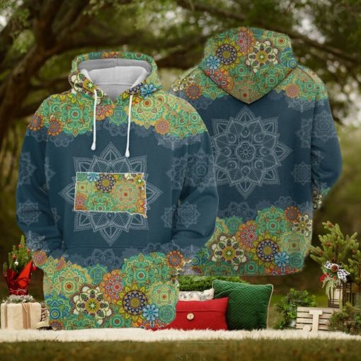 South Dakota Floral Mandala 3D Printed Hoodie