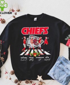 The Chiefs Patrick Mahomes Travis Kelce Clyde Edwards Helaire And Andy Reid Abbey Road Signatures Christmas Shirt