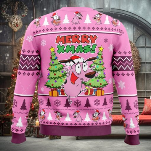 Merry Xmas Courage The Cowardly Dog Ugly Christmas Sweater 1