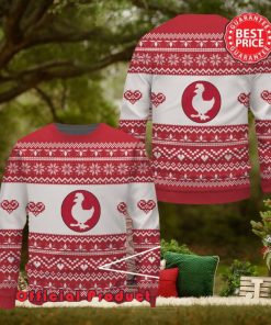 Zaxby’s Red White Design Logo Snowflake Heart Ugly Christmas Sweater