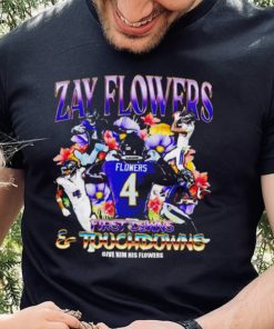 Zay Flowers Baltimore Ravens first downs and touchdowns give him flowers vintage hoodie, sweater, longsleeve, shirt v-neck, t-shirt