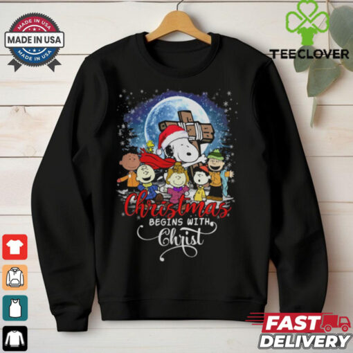 Snoopy Christmas Begins With Christ T Shirt