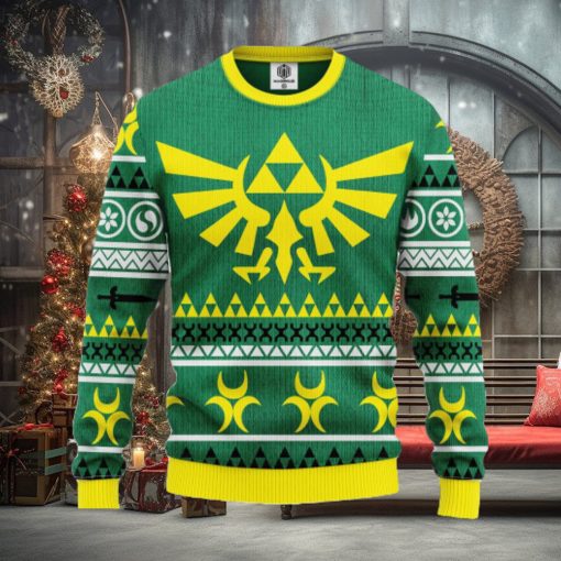 Zelda Green Yellow Ugly Christmas Sweater For Men Women