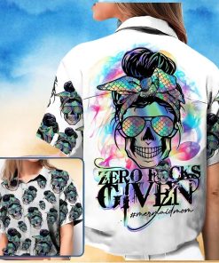 Zero Fucks Given Skull Mermaid Mom Hawaiian Aloha Shirt