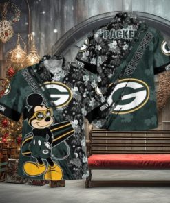 Green Bay Packers Mickey Mouse Floral Short Sleeve Hawaii Shirt