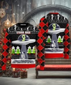 Alien Stop Area Ugly Christmas Sweater For Men & Women 1 Alien Stop Area Ugly Christmas Sweater For Men & Women