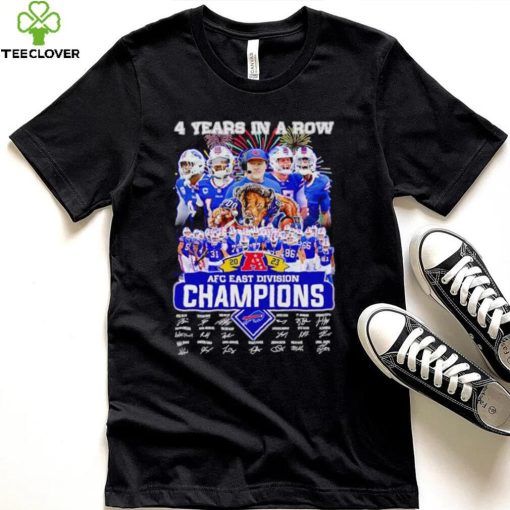 Buffalo Bills 4 years in a row 2023 AFC East Division Champions signatures hoodie, sweater, longsleeve, shirt v-neck, t-shirt