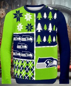 Seattle Seahawks Busy Block Nfl Ugly Christmas Sweaters