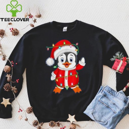 Penguin Lover Xmas Lighting Santa Penguin Christmas Shirt