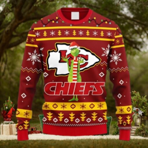 Kansas City Chiefs Funny Grinch Christmas Ugly Sweater