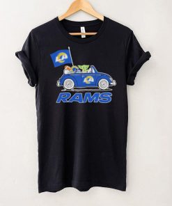 aby Yoda Drive A Car Los Angeles Rams Football Flag Logo Shirt