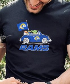 aby Yoda Drive A Car Los Angeles Rams Football Flag Logo Shirt