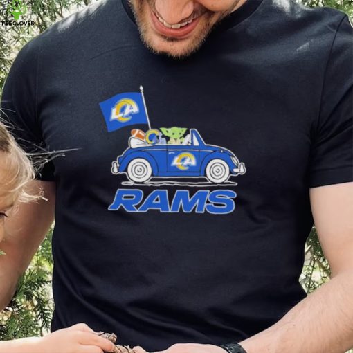 aby Yoda Drive A Car Los Angeles Rams Football Flag Logo Shirt