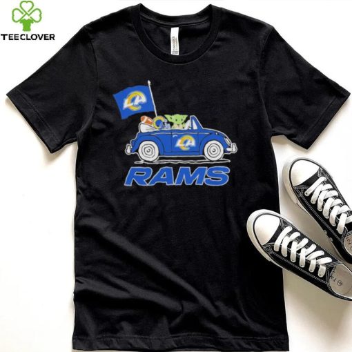 aby Yoda Drive A Car Los Angeles Rams Football Flag Logo Shirt