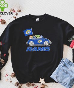 aby Yoda Drive A Car Los Angeles Rams Football Flag Logo Shirt