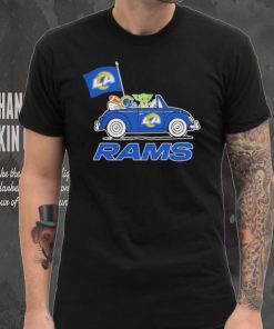 aby Yoda Drive A Car Los Angeles Rams Football Flag Logo Shirt