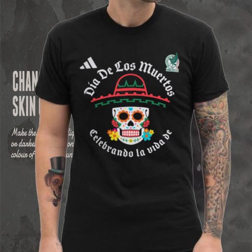 adidas Adult Mexico 2024 Day of the Dead Skull Black Shirt