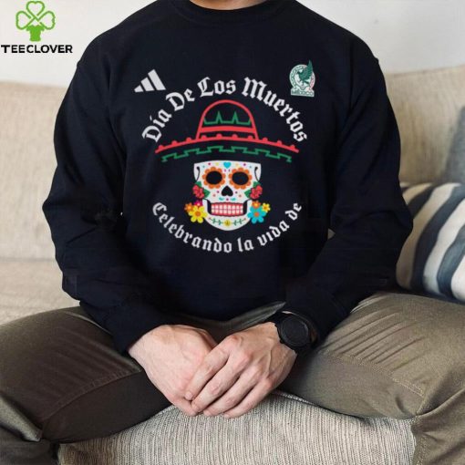 adidas Adult Mexico 2024 Day of the Dead Skull Black Shirt