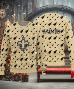 New Orleans Saints Christmas Pine Tree Patterns Pattern Knitted Ugly Christmas Sweater AOP Gift For Men And Women