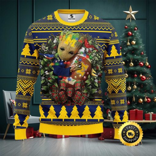 NFL Michigan Wolverines Groot Hug Christmas Ugly Sweater
