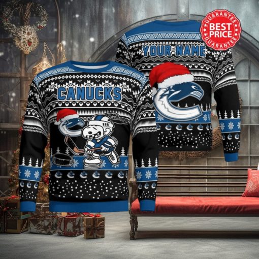 Personalized Vancouver Canucks Snoopy NHL Ugly Christmas Sweater